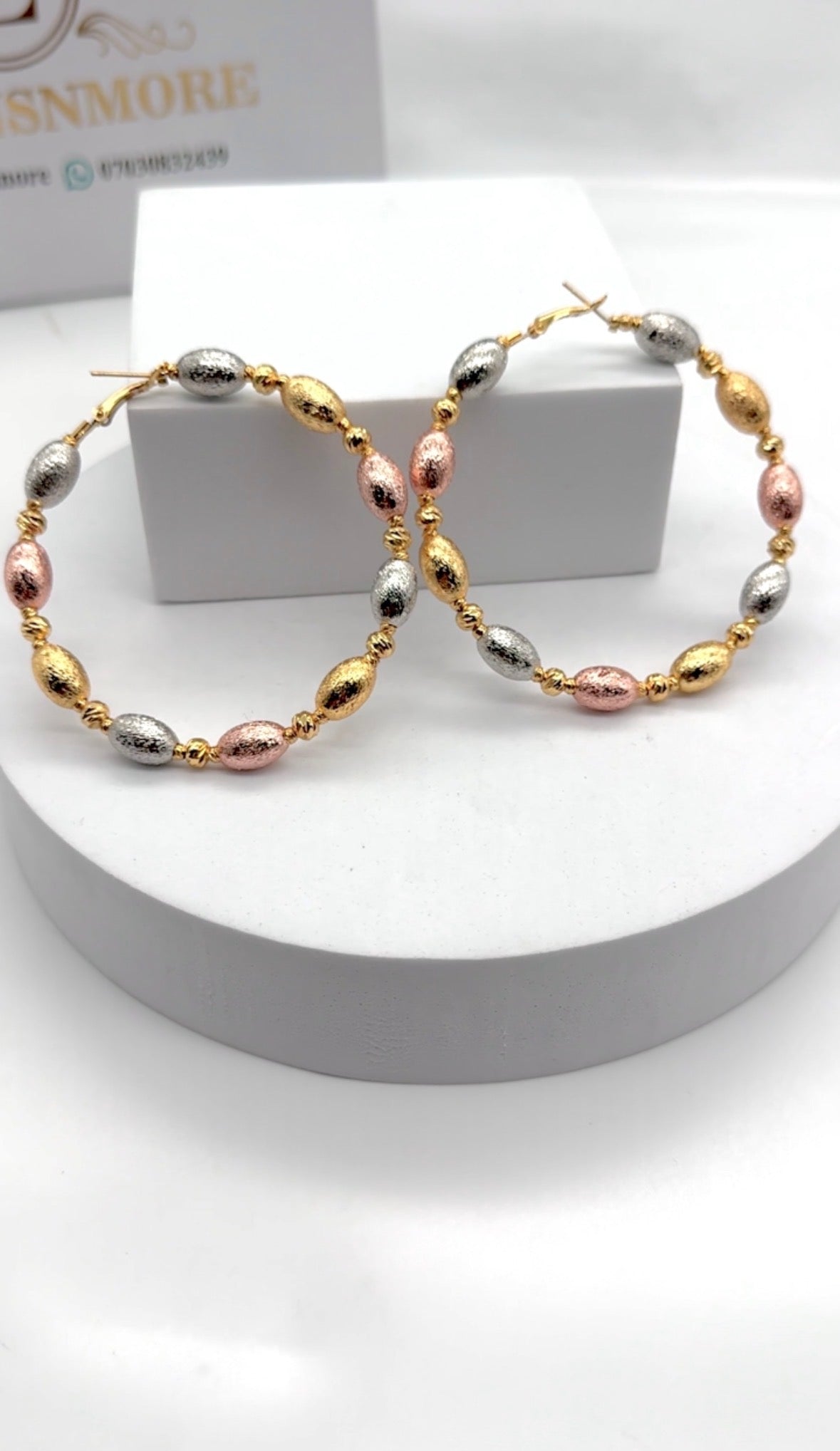 EARRINGS 8036 three tone