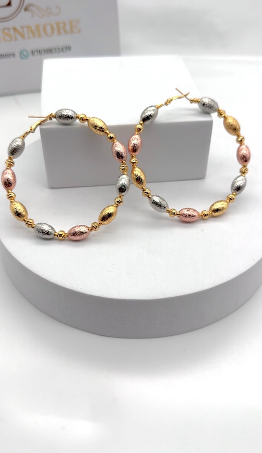 EARRINGS 8036 three tone